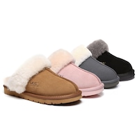 AUSTRALIAN SHEPHERD® UGG Sheepskin Wool Scuff Slippers Muffin