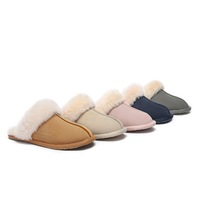 EVERAU® UGG Slippers Sheepskin Wool Suede Scuff Rosa
