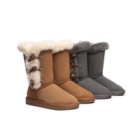 AUSTRALIAN SHEPHERD® UGG Boots Women Sheepskin Wool Horn Toggle Closure Tall Tamari