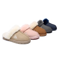 EVERAU® UGG Premium Sheepskin Wool Scuff Slippers Muffin