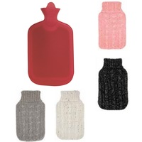 2L HOT WATER BOTTLE with Knit Sparkles Cover Winter Warm Natural Rubber Bag