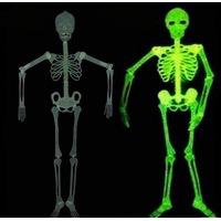 90cm Glow in The Dark Skeleton Halloween Plastic Hanging Scary Spooky Decoration - White - One-Size