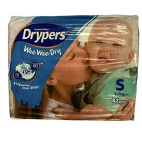 1pk 82 Drypers Baby Wee Wee Dry Nappies Nappy Diapers - Small 3-7Kg Diapers