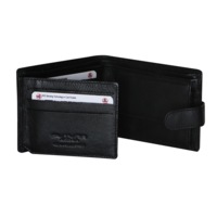 Futura Mens RFID Leather Coin Fold Over Wallet - Black