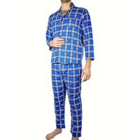 Mens Flannelette Pyjama Set Sleepwear Soft 100% Cotton PJs Two Piece Pajamas