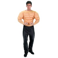 Mens Muscle Man Suit Chest Padded Arms Shirt Beach Top Hero Halloween Costume
