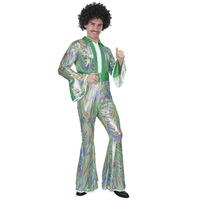 Mens 60's 70's DISCO COSTUME Party Retro Hippie Dancing Rumba Shiny