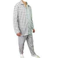 Mens Cotton Pajamas Pyjamas PJs Long Sleeve Shirt Tops + Pants Set Sleepwear