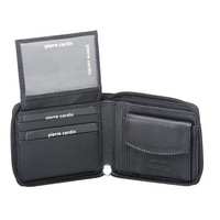 Pierre Cardin Mens Genuine Leather Zip Around Wallet w/ RFID Guard - Black