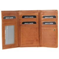 Pierre Cardin Womens Soft Italian Leather RFID Purse Wallet Rustic - Cognac