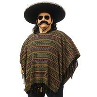PREMIUM MEXICAN PONCHO Spanish Costume Wild West Cowboy Party Bandit 2180