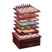 15 in 1 Chess Game Set Wooden Board Game Checker Backgammon Solitaire