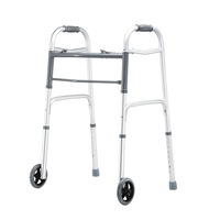 3 IN 1 Folding Walker Medical Aid Elderly Mobility Walking Height Adjustable Toilet Outdoor Aluminum Frame Wheels Standard Lightweight
