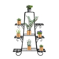 9-Tier Plant Stand Metal Flower Pot Holder Display Shelf Rack