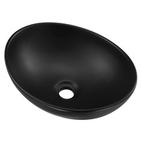 Black Bathroom Sink Basin Vessel Wash Washing Vanity Bowl Countertop Above Counter Toilet Bath Hand Modern Oval Ceramic