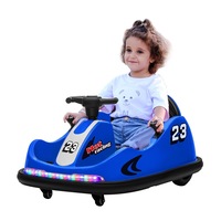 Bumper Car With Remote Control Electric Kids Ride On Toy Race Vehicle Music LED DIY Sticker 360 Degree Spin Twin Motor Blue