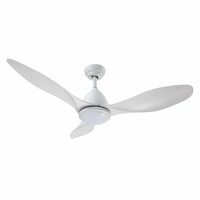 Ceiling Overhead Fan with Light Remote Control Cooling Air Ventilation LED Lamp Quiet Electric White Modern Indoor 3 ABS Blades 5 Speed Timer 122cm