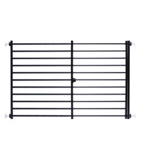 Dog Pet Safety Gate Cat Fence Guard Security Enclosure Stair Barrier Retractable Portable Low Puppy Containment System Metal Black 60cm High