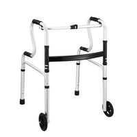 Folding Medical Walker Walking Frame Elderly Adult Mobility Standing Aid Height Adjustable Rolling Wheels Indoor Outdoor Lightweight Standard