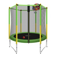 Genki 60 Inch Kids Round Trampoline with Safety Enclosure & Basketball Hoop