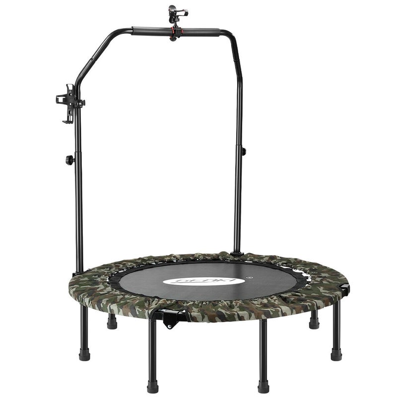 Genki Foldable Trampoline Mini Fitness Indoor Exercise Workout Rebounder for Adults Kids Camouflage 48 Inch