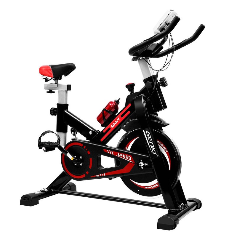 Genki Indoor Cycling Exercise Bike Stationary Spin Bicycle Shock Absorbing Training Red
