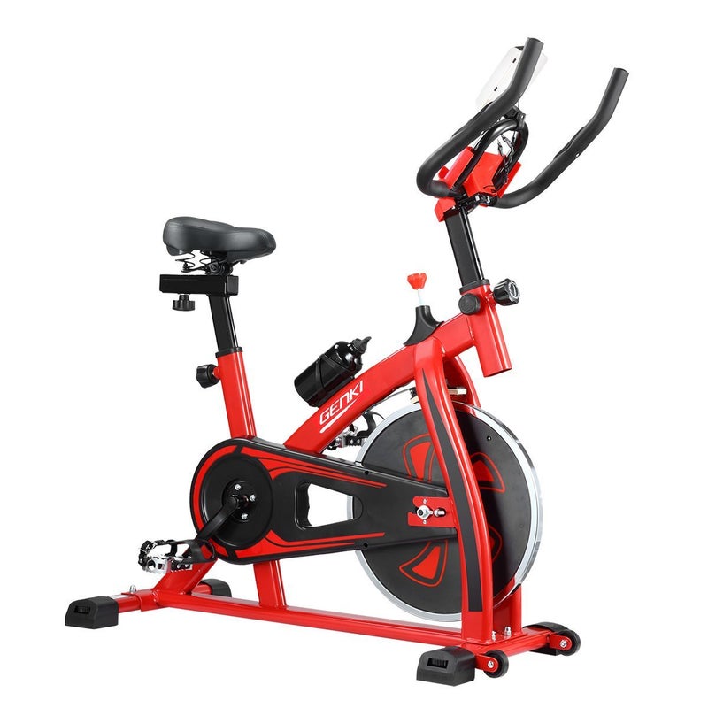 GENKI Spin Exercise Bike Indoor Cycling Bike Training Bicycle with LCD Monitor Red Australia