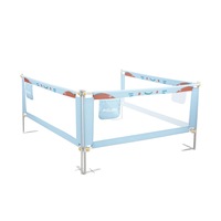 Kids Bed Rail 3 Piece Bedrails Queen Toddler Side Safety Guard Barrier Adjustable Child Cot Fence Baby Fall Protection Fabric Double Lock Smurfs