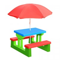 Outdoor Garden Kids Children Picnic Table Set Play Toy with Umbrella