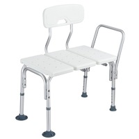 Medical Tub Transfer Bench Adjustable Shower Bath Seat Stool with Armrest and Back