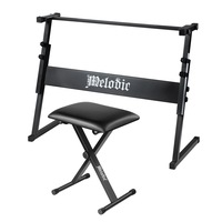 Melodic Keyboard Stand Stool Set Folding Piano Seat Adjustable Chair