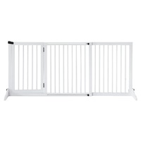 Pet Puppy Gate Dog Fence Safety Guard Indoor Wooden Playpen Foldable Freestanding Barrier Protection Net Stair Partition White 3Panels