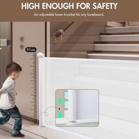 Retractable Gate Safety Pet Fence Dog Enclosure Safe Guard Security Guard Stairs Mesh Indoor Outdoor 179cm White