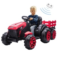 Ride on Car Remote Control Kids Tractor 12V Battery Electric Toy Vehicle Trailer MP3 Player Safety Belt LED Light Red