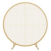 Round Backdrop Stand Arch Mesh Hoop Wedding Photo Party Metal Frame Circle Balloon Flower Decoration Holder 2M Gold