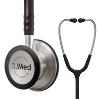 DJMed Classic Stethoscope, Dual Head, Black & Silver