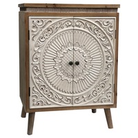 Willow & Silk 86cm Wooden Mandala 2-Door Home Cabinet/Storage/Furniture Brown