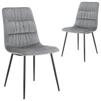 DukeLiving Aria Velvet Dining Chairs Dark Grey (Set of 2)