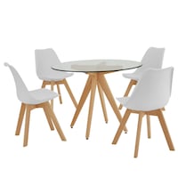 DukeLiving 4 Seater Natural Scandi & Eames Style Dining 5 Piece Set