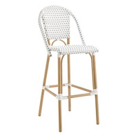 DukeLiving 76cm Paris PE Rattan High Back Outdoor Bar Stool (Light Grey & White)