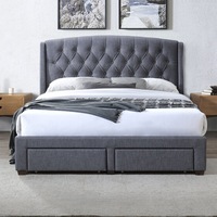 DukeLiving Adele Tufted Wingback Storage Bed With Drawers Grey (Queen, King)