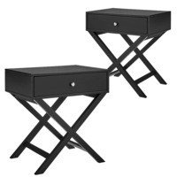 DukeLiving Apollo Bay Bedside Table Black (Set of 2)