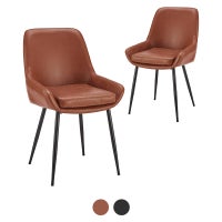 DukeLiving Archer Faux Leather Dining Chairs Set of 2 (Tan, Black)