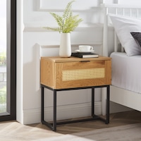 DukeLiving Bahamas Rattan Bedside Table (Light Oak)