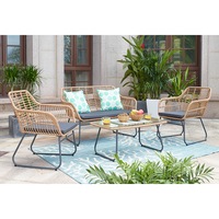 DukeLiving Bahamas Rattan Outdoor 4 Piece Lounge & Sofa Set