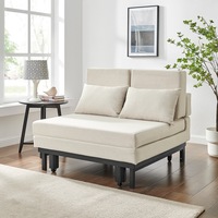 DukeLiving Brandon Upholstered Extendable 2 Seater Sofa Bed (Beige)