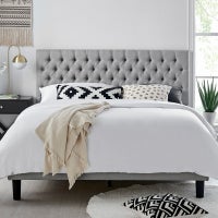 DukeLiving Chelsea Upholstered Grand Button Tufted Platform Bed Grey (Queen, King)