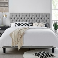 DukeLiving Chelsea Upholstered Grand Button Tufted Platform Bed Grey (Queen, King)