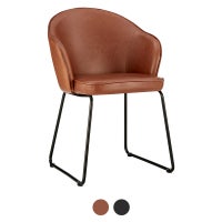 DukeLiving Coolum Sleigh Faux Leather Dining Chair (Vintage Tan, Vintage Black)