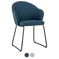 DukeLiving Coolum Sleigh Upholstered Dining Chair (Light Grey, Dark Blue)